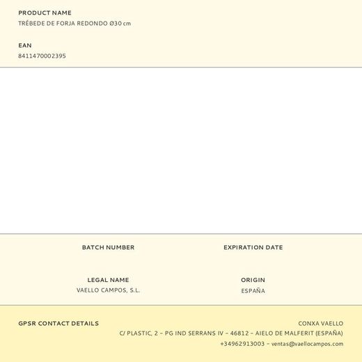 Trébede De Forja Redondo Ø30 Cm