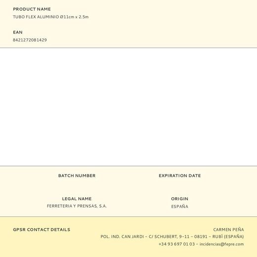 Tubo Flex Aluminio Ø11Cm X 2.5M