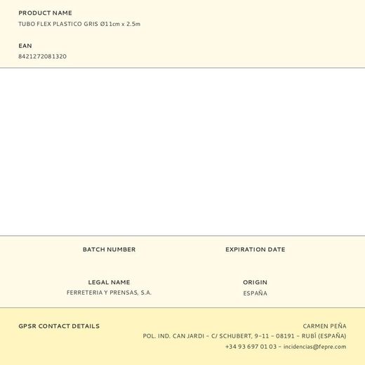 Tubo Flex Plastico Gris Ø11Cm X 2.5M