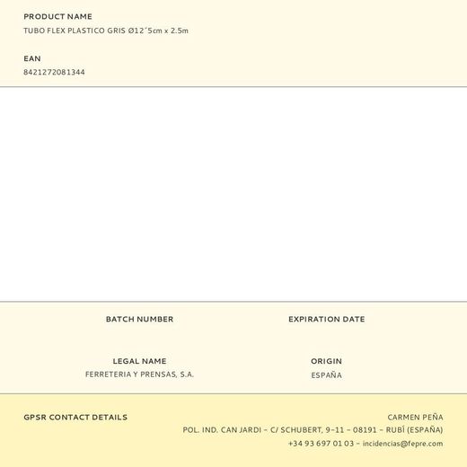 Tubo Flex Plastico Gris Ø12´5Cm X 2.5M