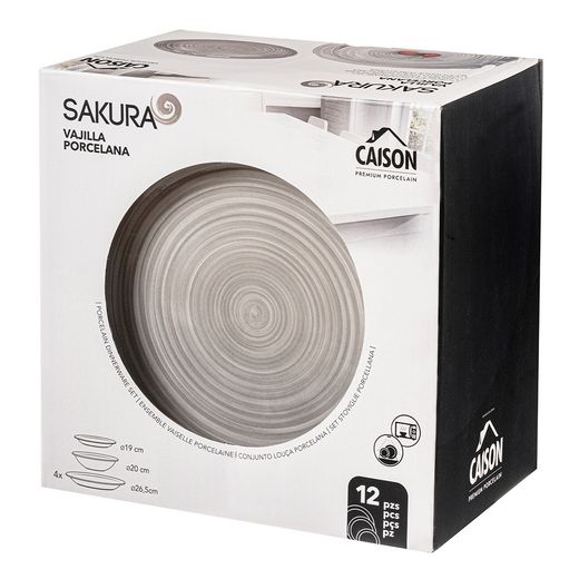 Vajilla 12 Pcs Porcelana Sakura 26,5 / 20 / 19 Cm Caison