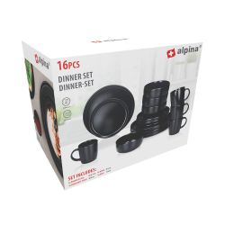 Vajilla 16 Piezas Negra Cerámica