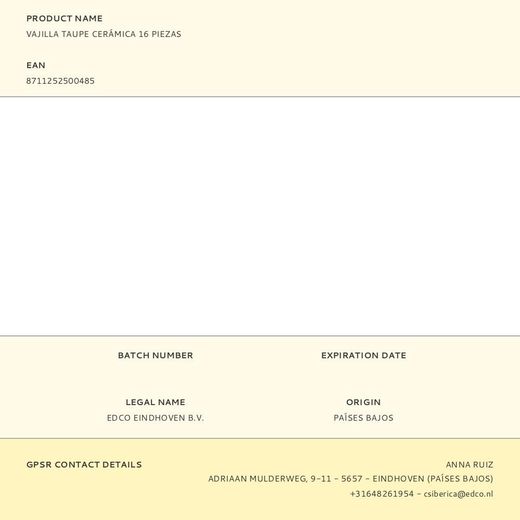Vajilla 16 Piezas Taupe Cerámica
