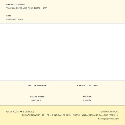 Valvula Esfera De Paso Total - 1/2"