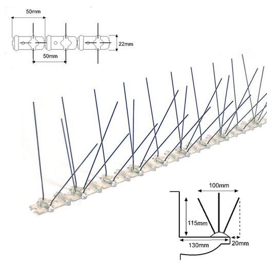 Varilla Disuasoria Para Aves, Inoxidable Con Base Metacrilato, 0,5 M X 11,5 Cm