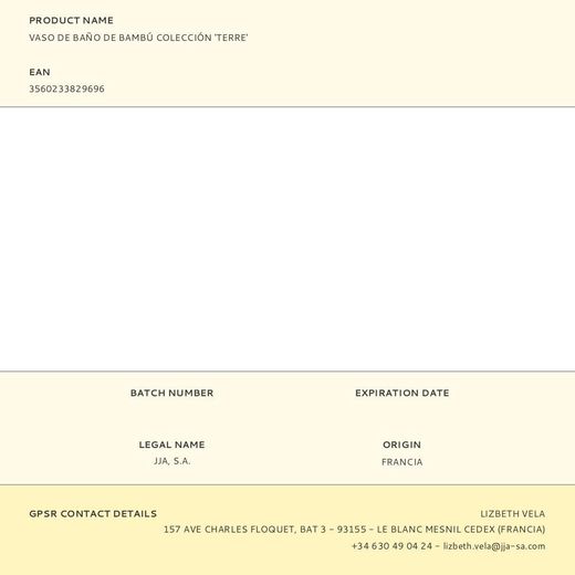 Vaso De Baño De Bambú Colección 'Terre'