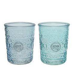 Vaso De Cristal Con Relieve Ø8,3 X 10,3 Cm 350 Ml Colores Surtidos