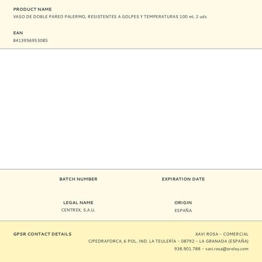 Tazas De Doble Pared Palermo, Resistentes A Golpes Y Temperaturas, 100 Ml, 2 Uds