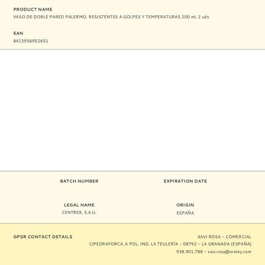 Tazas De Doble Pared Palermo, Resistentes A Golpes Y Temperaturas, 200 Ml, 2 Uds