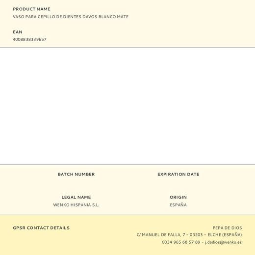 Vaso Para Cepillo De Dientes Davos Blanco Mate