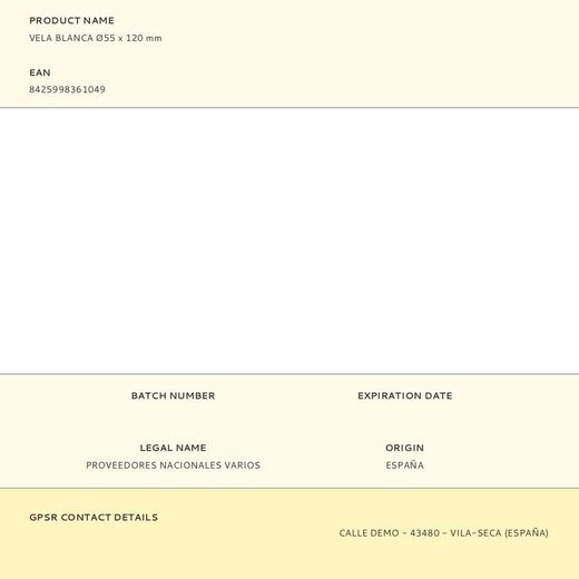 Vela Blanca Ø55 X 120 Mm