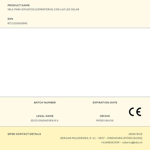 Vela Para Difuntos (Cementerio) Con Luz Led Solar