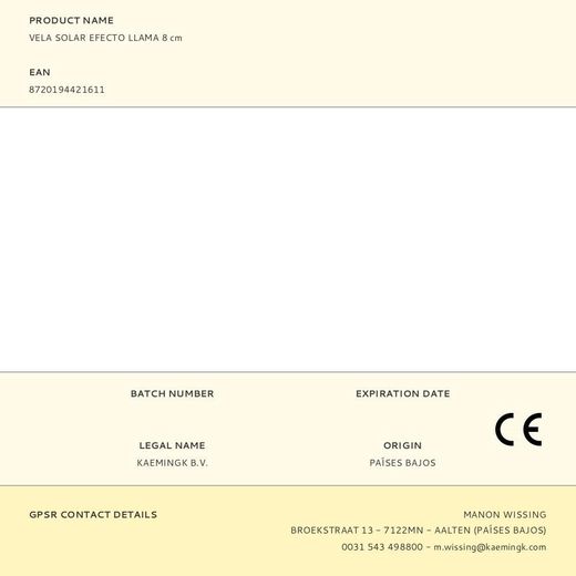 Vela Solar Efecto Llama 8 Cm