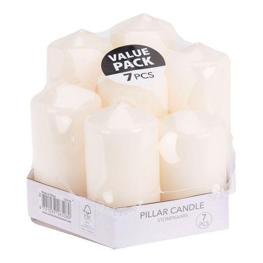 Velas De Cera Blancas De Ø55 Mm Con Diferentes Alturas, 7 Uds