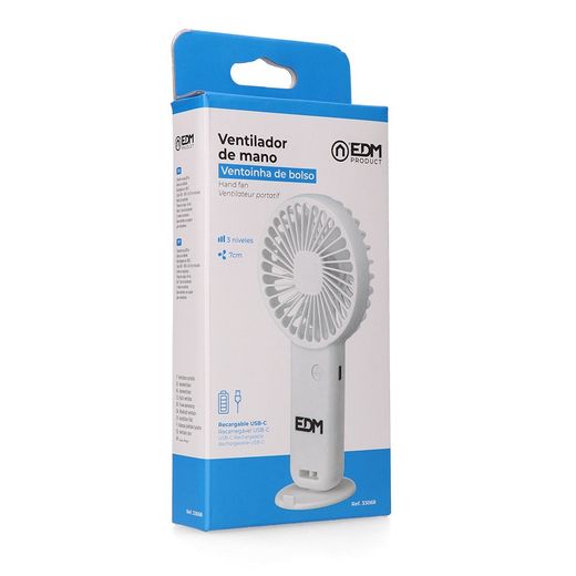 Ventilador De Mano Con Base Extraible Y Soporte Para Smartphone, 9 X 3 X 18 Cm