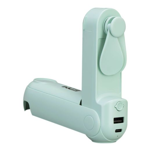 Ventilador De Mano Plegable, Linterna,Powerbank, Soporte Smartphone, Colores Surtidos, 3,7 X 11,9 Cm