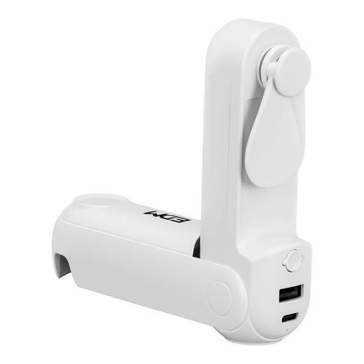 Ventilador De Mano Plegable, Linterna,Powerbank, Soporte Smartphone, Colores Surtidos, 3,7 X 11,9 Cm