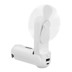 Ventilador De Mano Plegable, Linterna,Powerbank, Soporte Smartphone, Colores Surtidos, 3,7 X 11,9 Cm