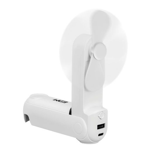 Ventilador De Mano Plegable, Linterna,Powerbank, Soporte Smartphone, Colores Surtidos, 3,7 X 11,9 Cm