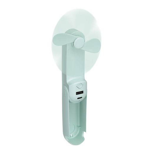 Ventilador De Mano Plegable, Linterna,Powerbank, Soporte Smartphone, Colores Surtidos, 3,7 X 11,9 Cm