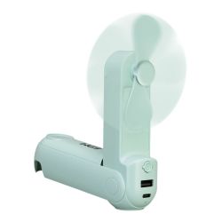 Ventilador De Mano Plegable, Linterna,Powerbank, Soporte Smartphone, Colores Surtidos, 3,7 X 11,9 Cm