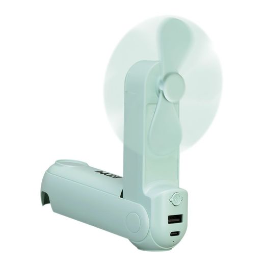 Ventilador De Mano Plegable, Linterna,Powerbank, Soporte Smartphone, Colores Surtidos, 3,7 X 11,9 Cm