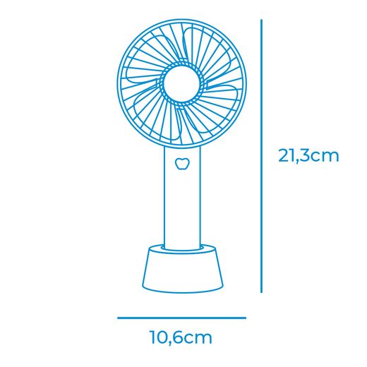 Ventilador De Mano, Recargable. 4,5 W Aspas 10,6 X 6,5 X 22 Cm