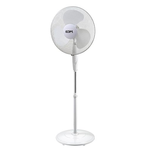 Ventilador De Pie Base Circular, Blanco, Potencia 45 W, Aspas Ø40 Cm, Altura Regulable 110-130 Cm