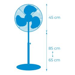 Ventilador De Pie Base Circular, Blanco, Potencia 45 W, 55,6 Db, Aspas Ø40 Cm, Altura Regulable 110-130 Cm