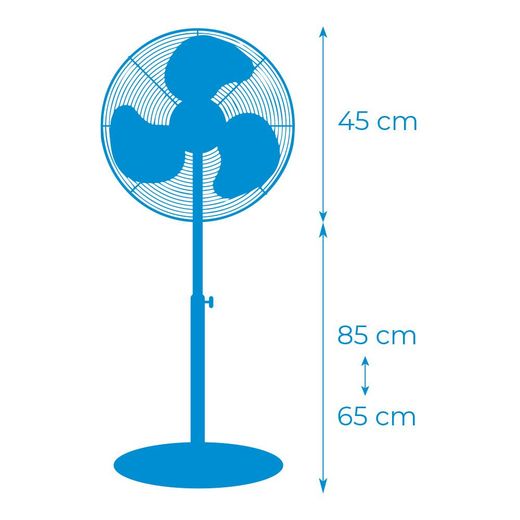 Ventilador De Pie Base Circular, Blanco, Potencia 45 W, 55,6 Db, Aspas Ø40 Cm, Altura Regulable 110-130 Cm
