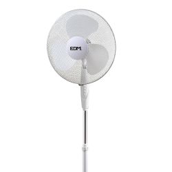 Ventilador De Pie Base Circular, Blanco, Potencia 45 W, 55,6 Db, Aspas Ø40 Cm, Altura Regulable 110-130 Cm