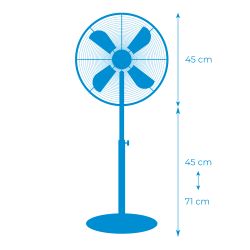Ventilador De Pie Base Circular, Cromado, Potencia 60 W, Aspas Ø40 Cm, Altura Regulable 90-116 Cm
