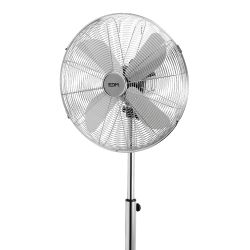 Ventilador De Pie Base Circular, Cromado, Potencia 60 W, Aspas Ø40 Cm, Altura Regulable 90-116 Cm