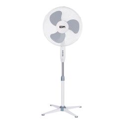 Ventilador De Pie, Blanco, Potencia 45 W, Db 60, Aspas Ø40 Cm, Altura Regulable 105-125 Cm