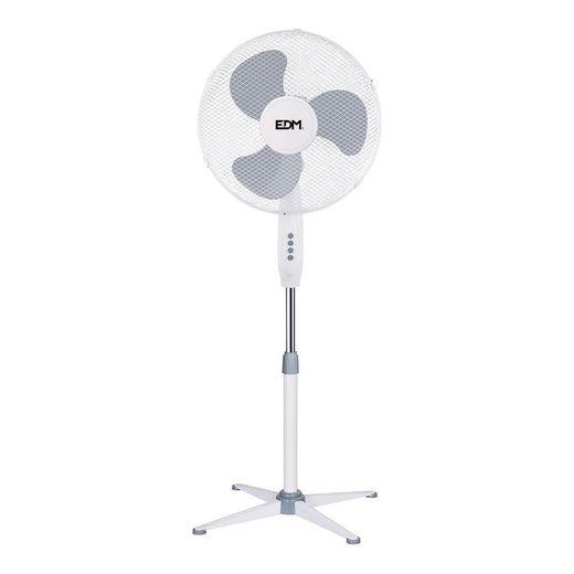 Ventilador De Pie, Blanco, Potencia 45 W, Db 60, Aspas Ø40 Cm, Altura Regulable 105-125 Cm