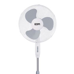 Ventilador De Pie, Blanco, Potencia 45 W, Aspas Ø40 Cm, Altura Regulable 105-125 Cm
