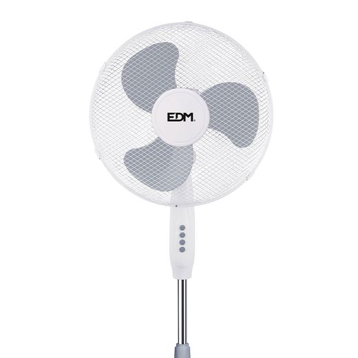 Ventilador De Pie, Blanco, Potencia 45 W, Aspas Ø40 Cm, Altura Regulable 105-125 Cm