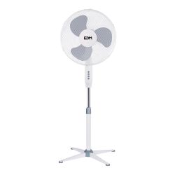 Ventilador De Pie, Blanco, Potencia 45 W, Aspas Ø40 Cm, Altura Regulable 105-125 Cm