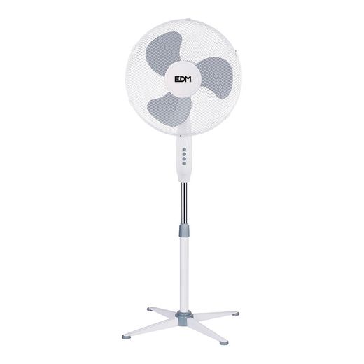Ventilador De Pie, Blanco, Potencia 45 W, Aspas Ø40 Cm, Altura Regulable 105-125 Cm