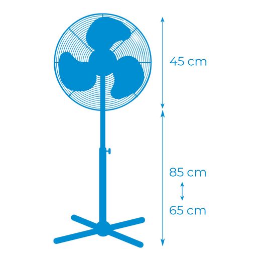 Ventilador De Pie, Blanco, Potencia 45 W, Aspas Ø40 Cm, Altura Regulable 110-130 Cm