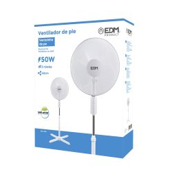 Ventilador De Pie, Blanco, Potencia 45 W, Aspas Ø40 Cm, Altura Regulable 110-130 Cm