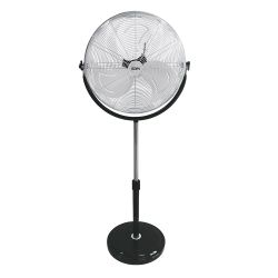 Ventilador De Pie Industrial Base Circular, Cromado/Negro, Potencia 120 W, 64,9 Db, Aspas Ø50 Cm, Altura Regulable 118-148 Cm