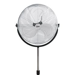 Ventilador De Pie Industrial Base Circular, Cromado/Negro, Potencia 120 W, 64,9 Db, Aspas Ø50 Cm, Altura Regulable 118-148 Cm
