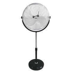 Ventilador De Pie Industrial Base Circular, Cromado/Negro, Potencia 120 W, 64,9 Db, Aspas Ø50 Cm, Altura Regulable 118-148 Cm