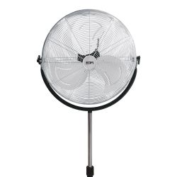 Ventilador De Pie Industrial Base Circular, Cromado/Negro, Potencia 120 W, 64,9 Db, Aspas Ø50 Cm, Altura Regulable 118-148 Cm