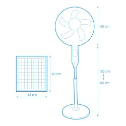 Ventilador De Pie Solar, Blanco Potencia 25 W, Aspas Ø40 Cm