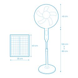 Ventilador De Pie Solar, Blanco Potencia 25 W, Aspas Ø40 Cm