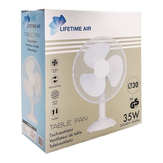 Ventilador De Sobremesa Blanco 35 W, Aspas Ø30 Cm, 34 X 23,5 X 46 Cm