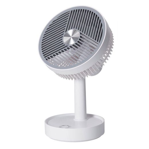 Ventilador De Sobremesa Recargable Blanco Y Gris, 3 Velocidades, Ø135 X 270 Mm