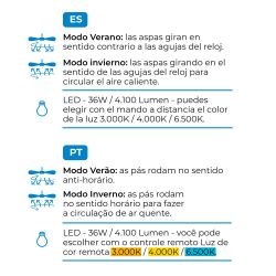 Ventilador De Techo 3Cct Ø107 Cm, Plateado